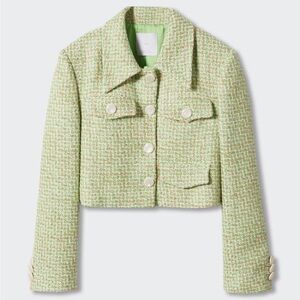 Mango Tweed Blazer with Pearl Buttons Size M
